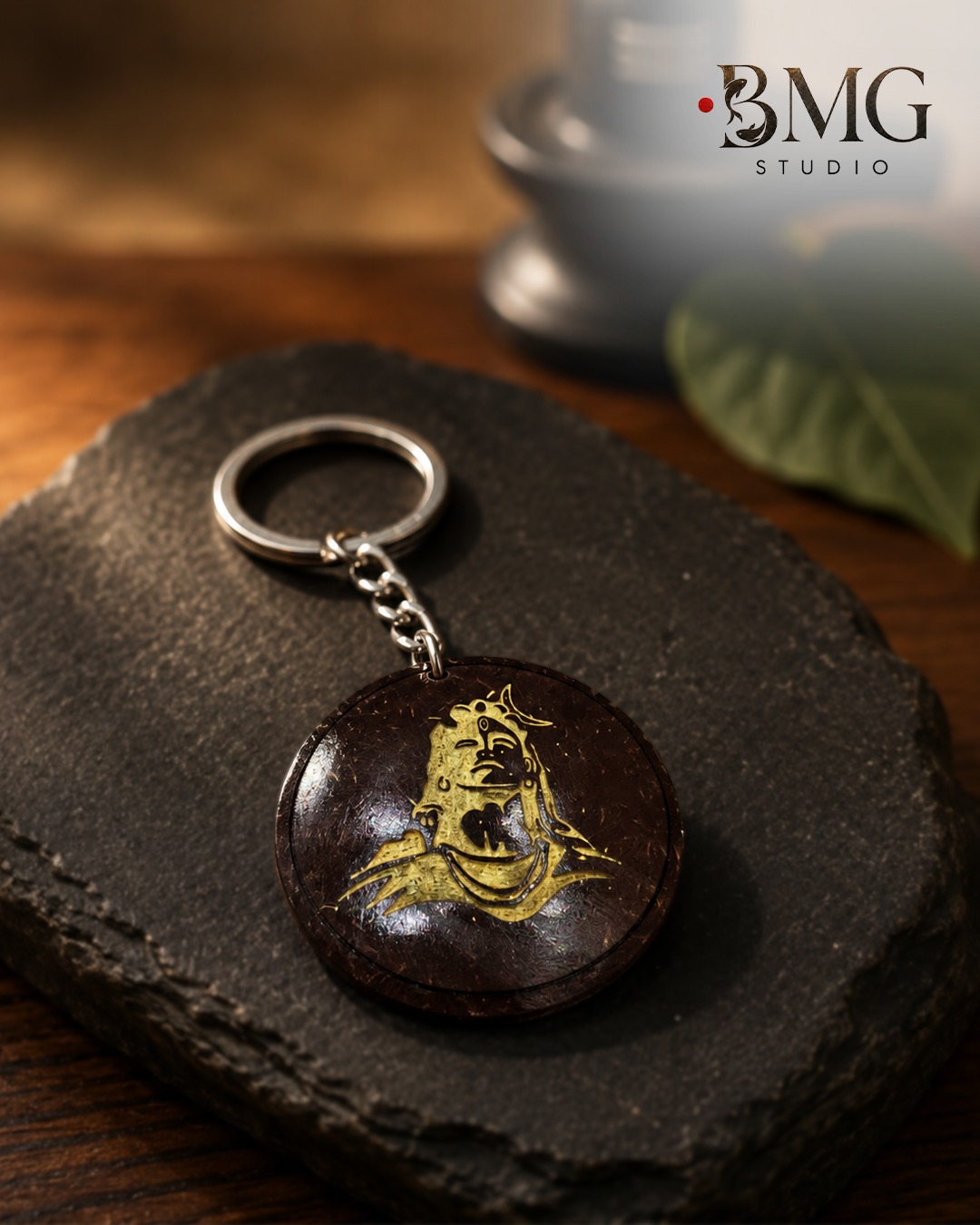 Lord Shiva Coconut Shell Keychain
